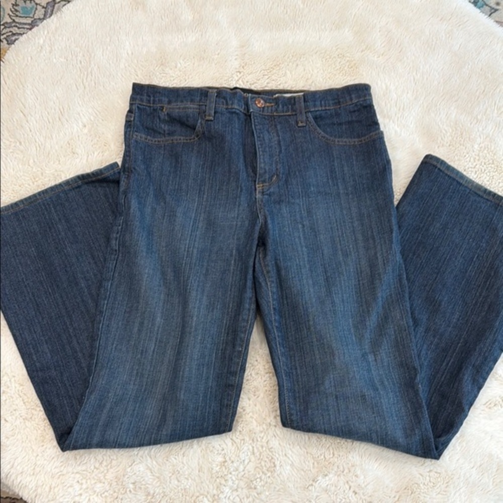 NYDJ Style 1809 High Rise/Boot Cut/ Wide Leg Classic Blue Denim Jeans 10